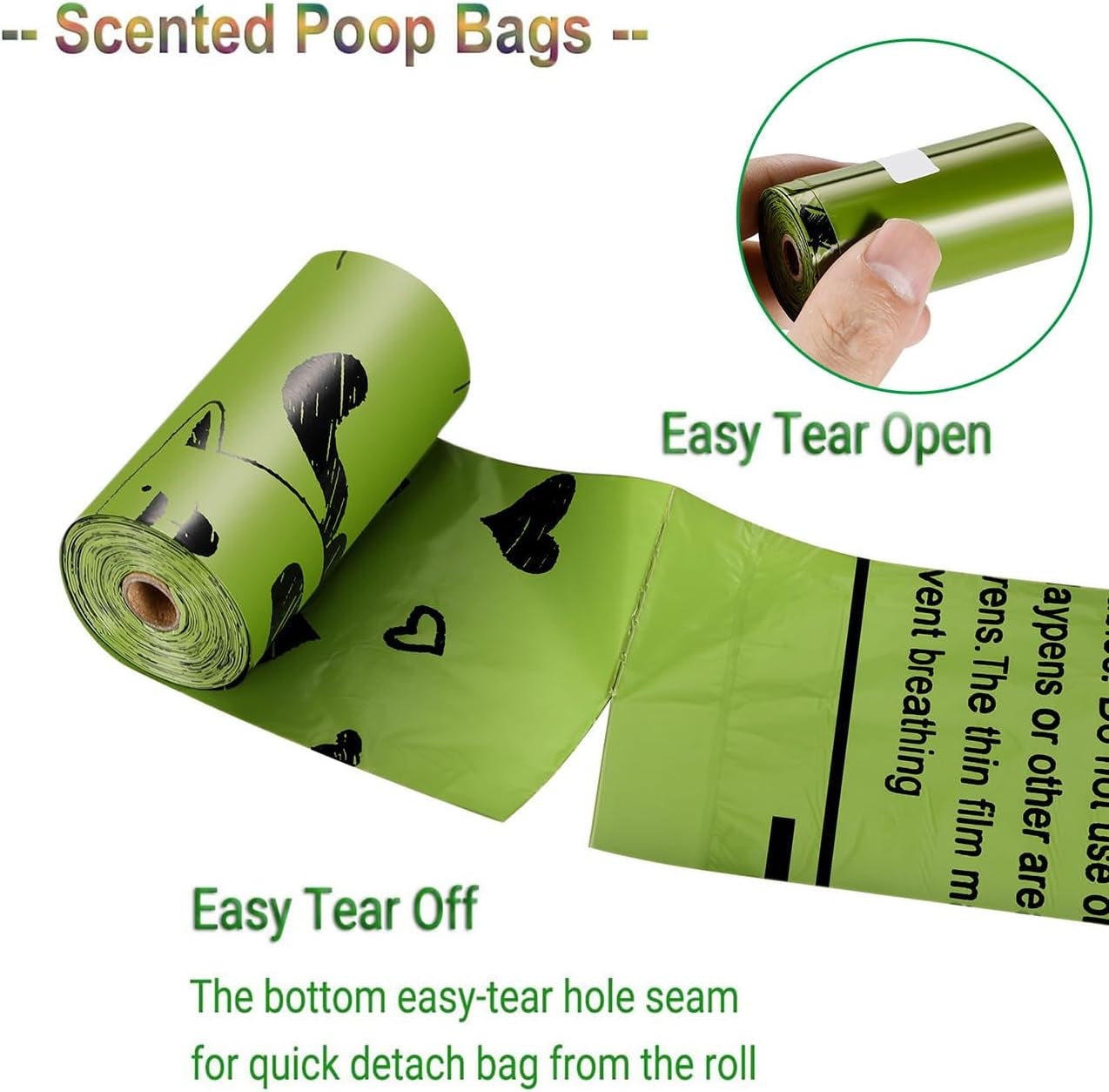Dog Poop Bags Rolls: Leak-Proof Poo Bag with Dispenser – Large Unscented Poop Bags for Doggy Dogs (450 Count)- Green